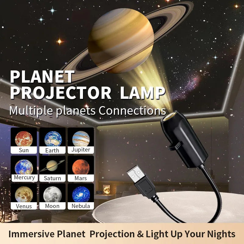 Lámpara Proyectora Galaxy USB – Luz Nocturna Giratoria para Techo y Pared