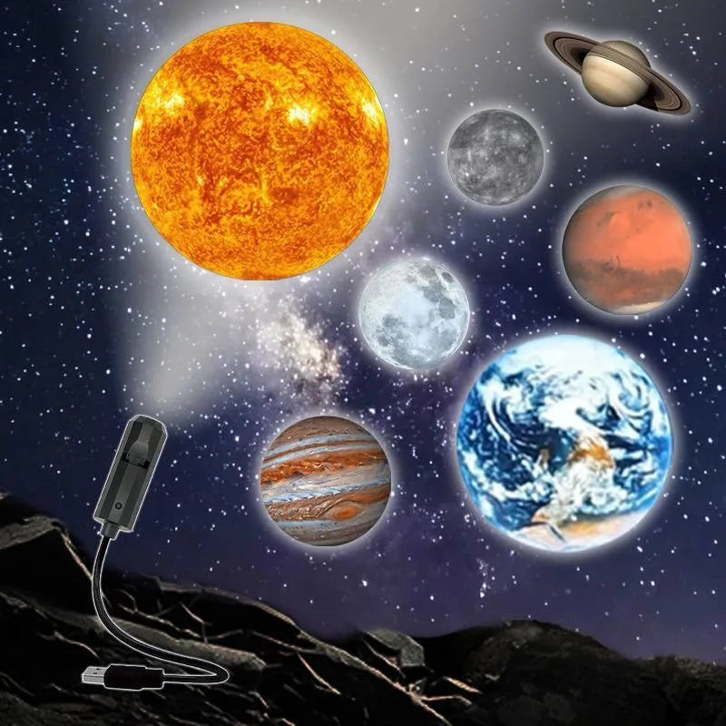 Lámpara Proyectora Galaxy USB – Luz Nocturna Giratoria para Techo y Pared
